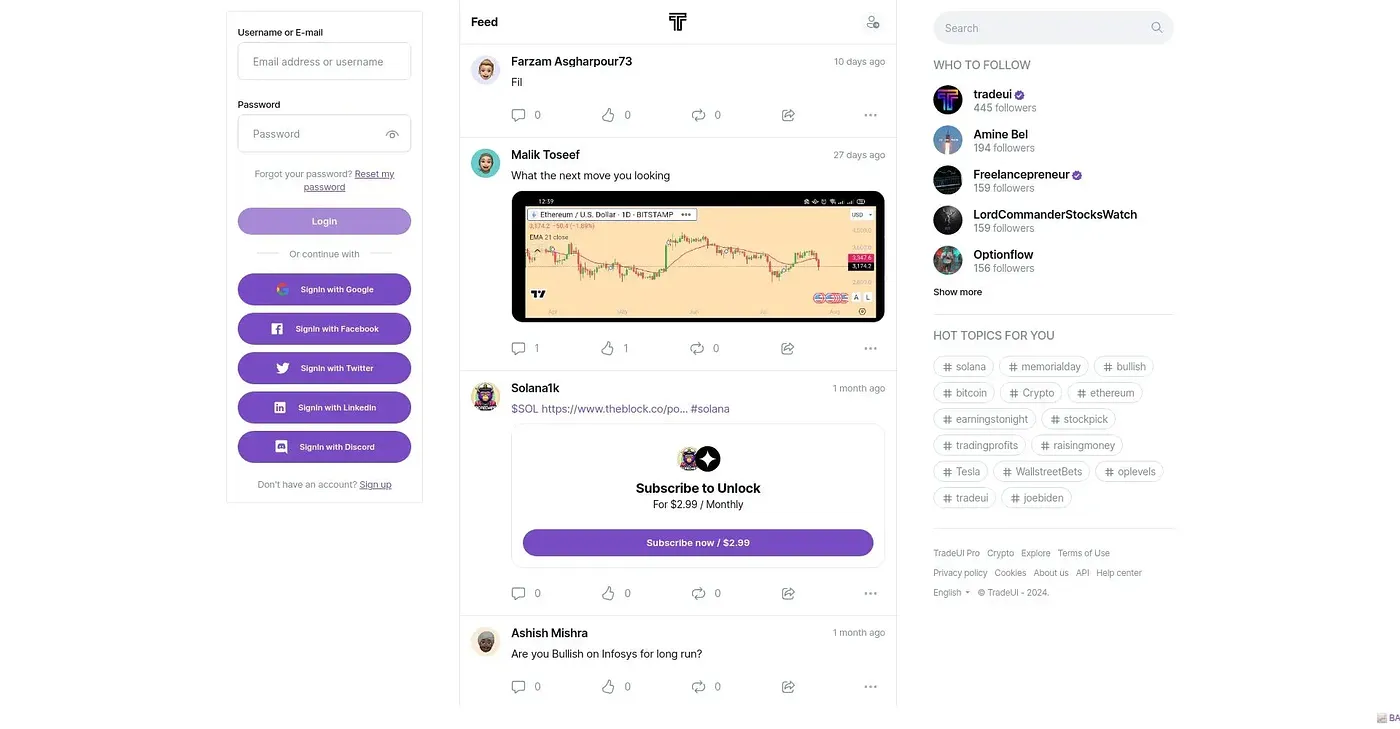 Screenshot of TradeUI