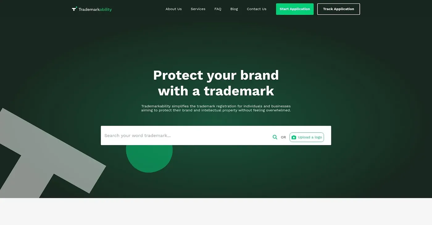 Screenshot of Trademarkability