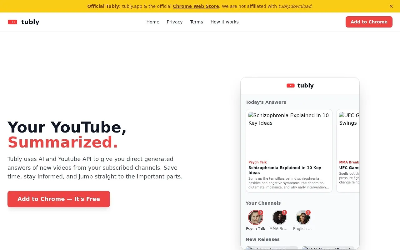 Screenshot of Tubly