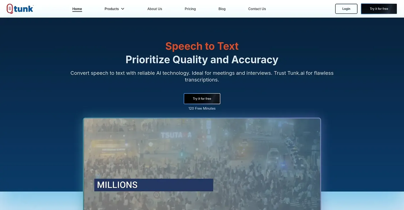 Screenshot of Tunk AI