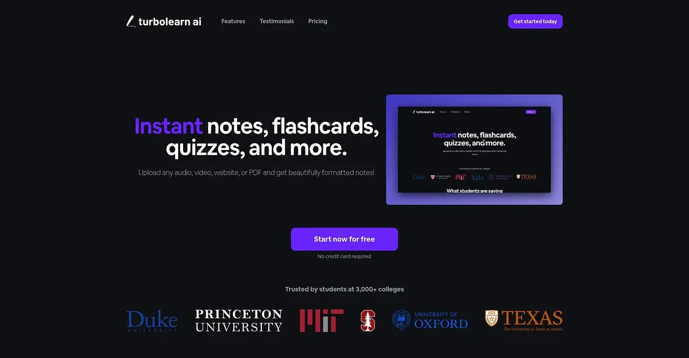 Screenshot of Turbo Learn AI
