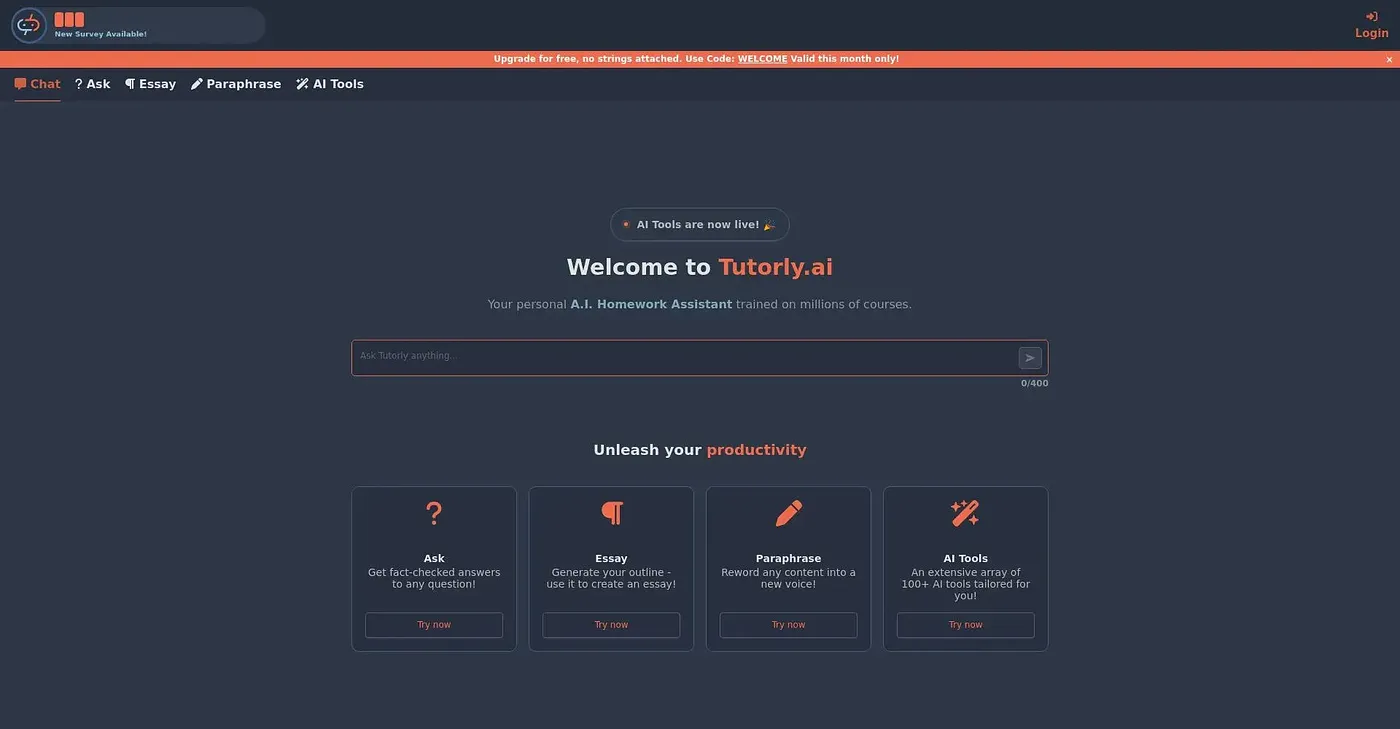 Screenshot of Tutorly