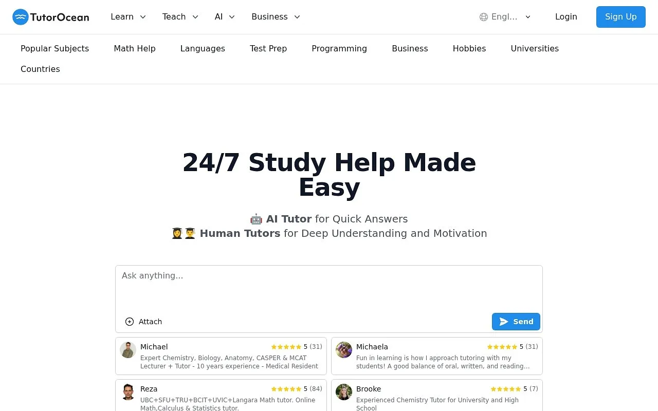 Screenshot of Tutorocean
