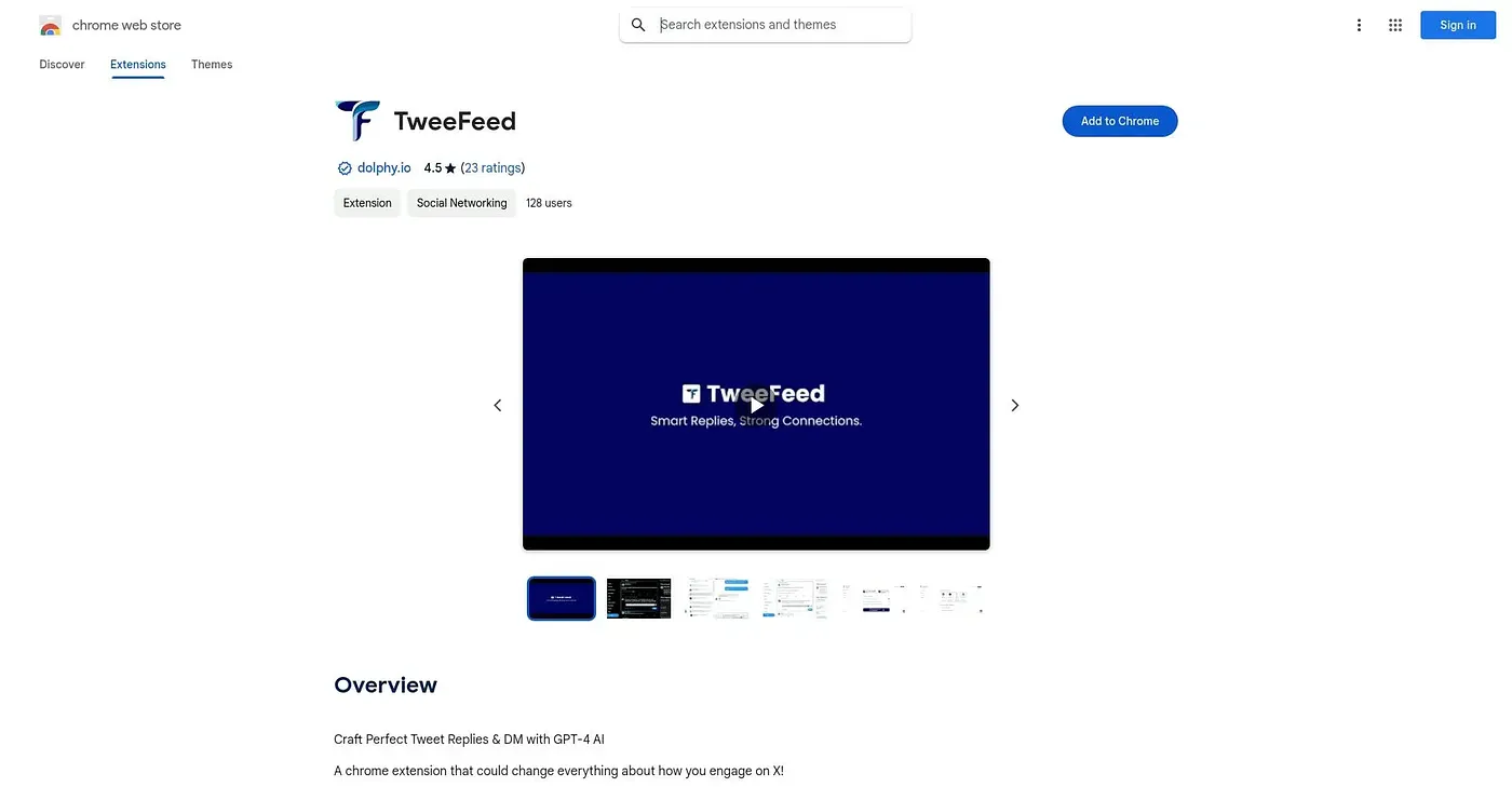 Screenshot of TweeFeed Chrome Extension