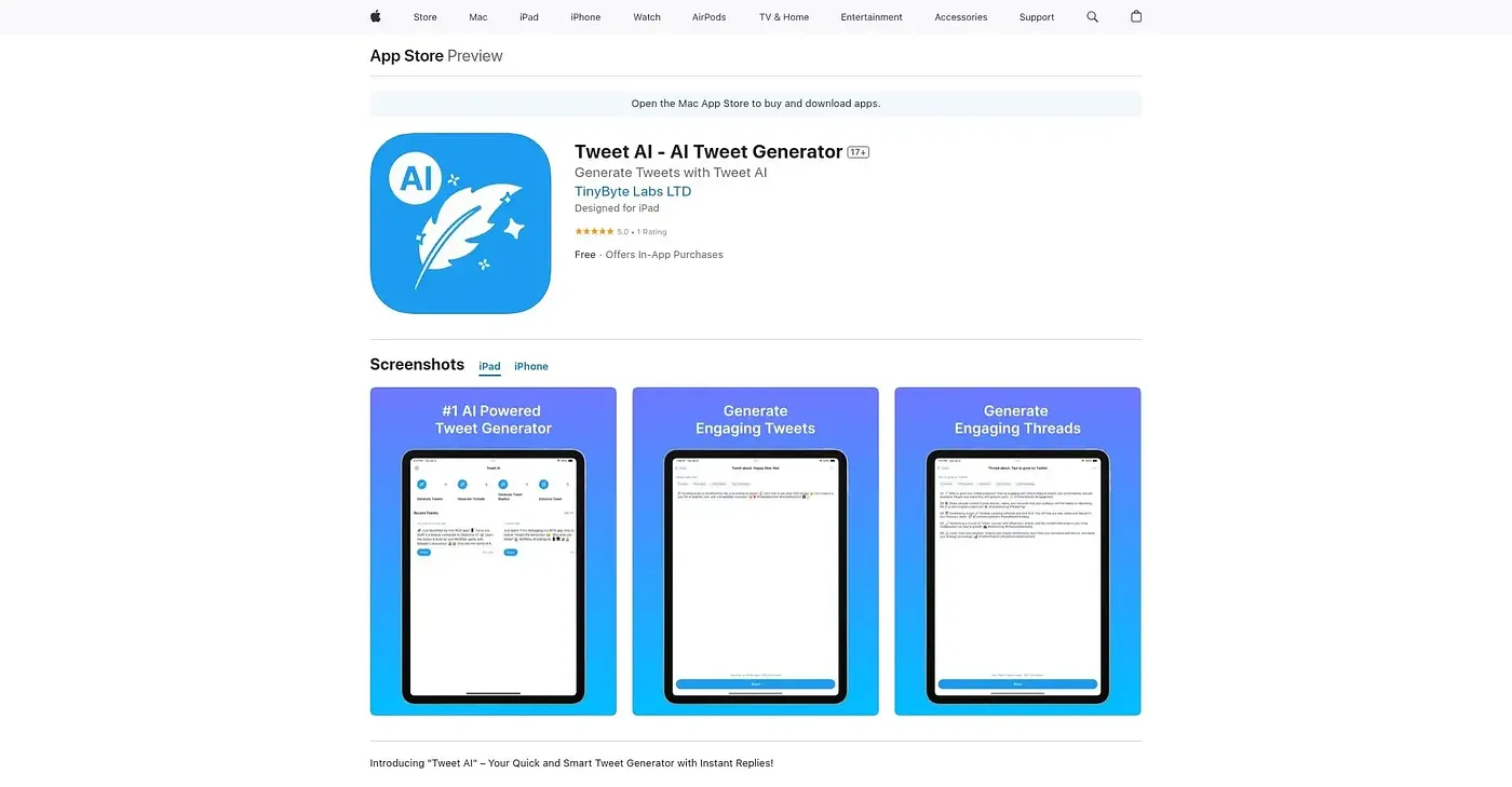Screenshot of Tweet AI