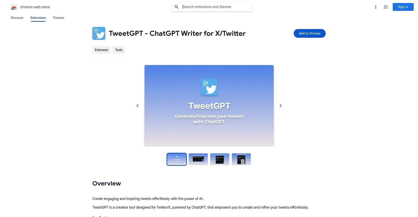 Screenshot of TweetGPT