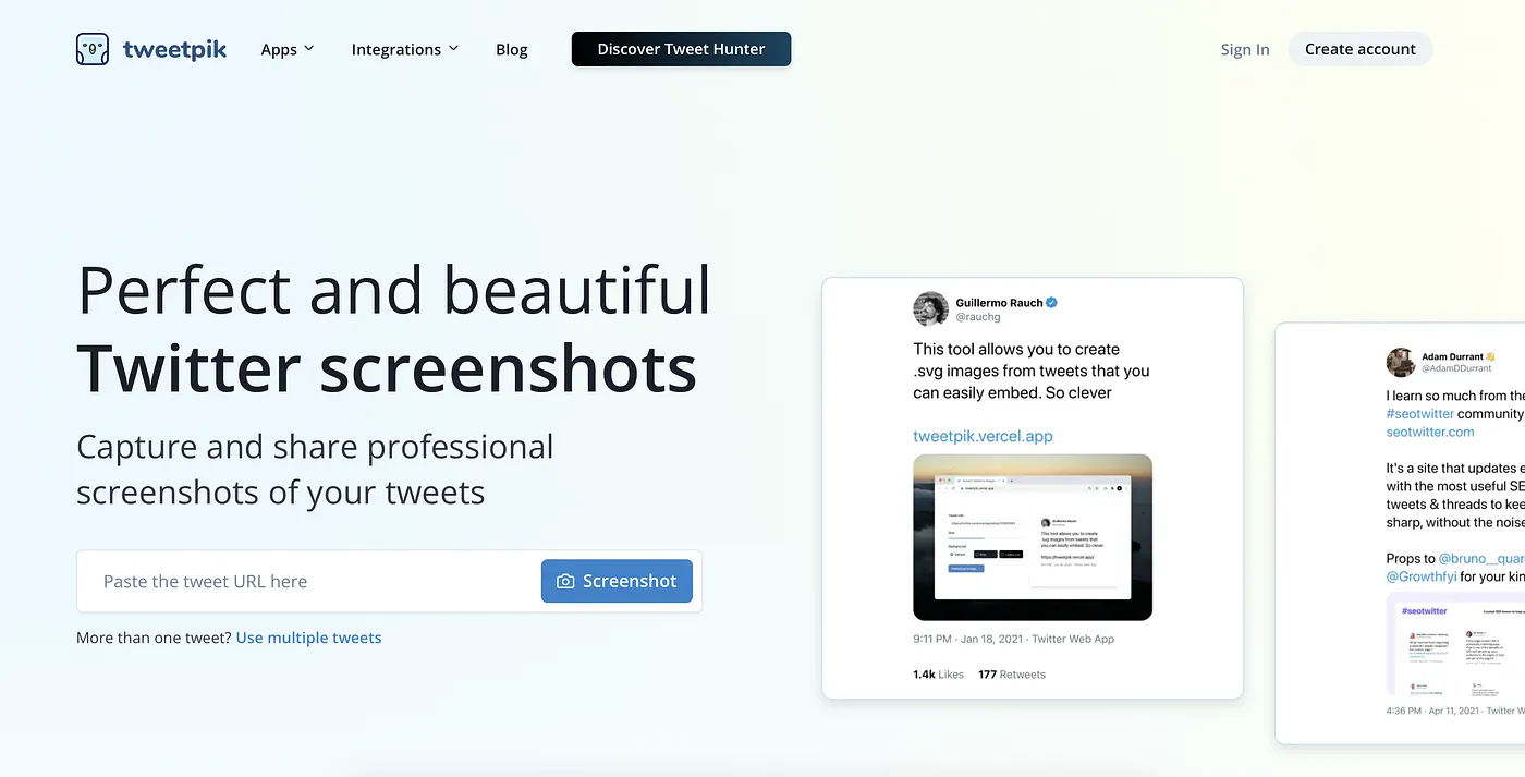 Screenshot of TweetPik