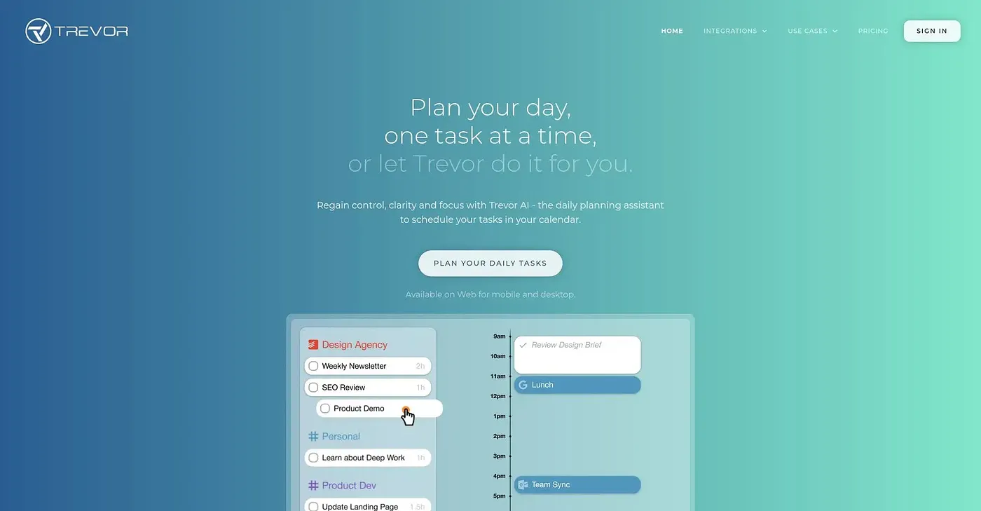 Screenshot of Trevor AI