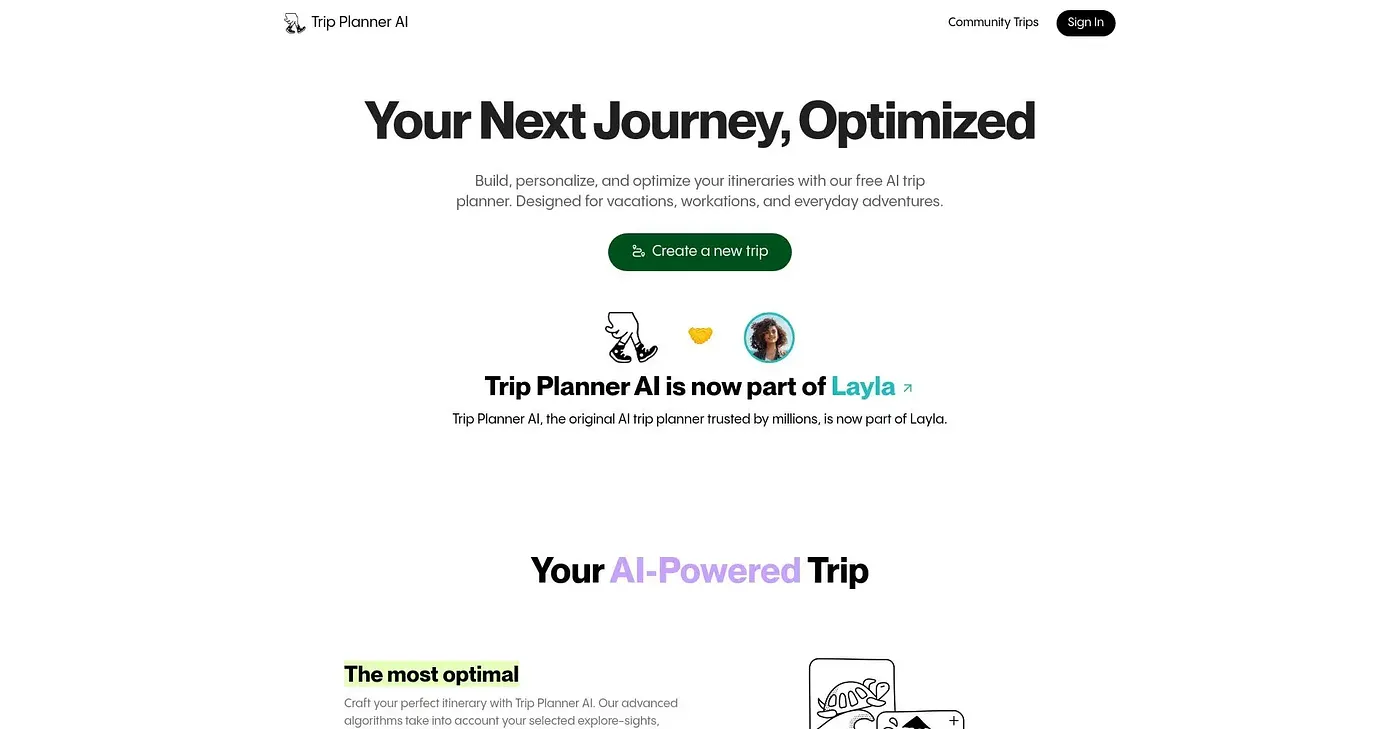Screenshot of Trip Planner AI