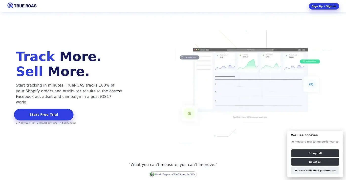 Screenshot of TrueRoas