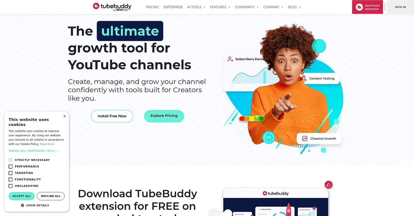 Screenshot of Tube Buddy
