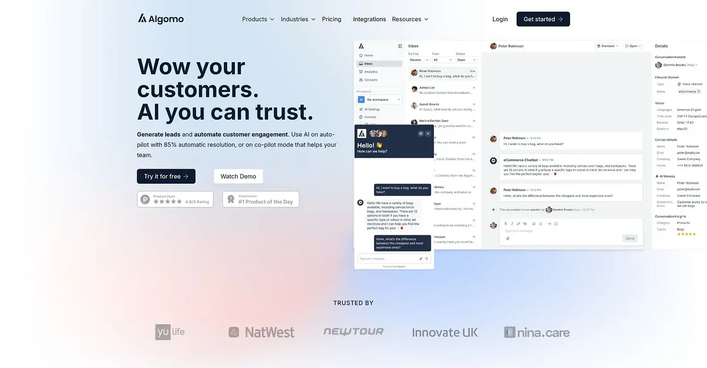 Screenshot of Algomo