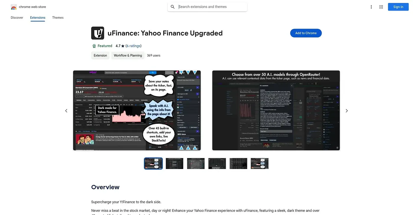 Screenshot of Ufinance Extension