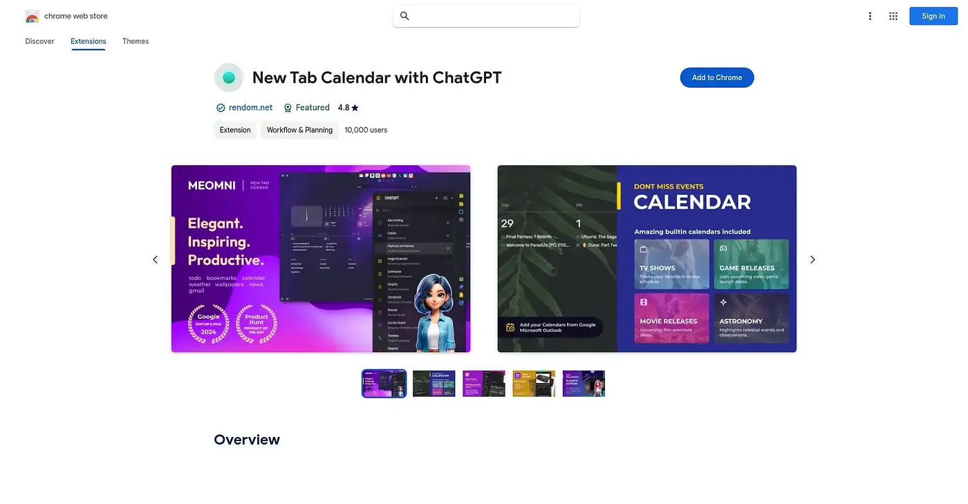 Screenshot of Ultimate New Tab With Cal Chrome Extension