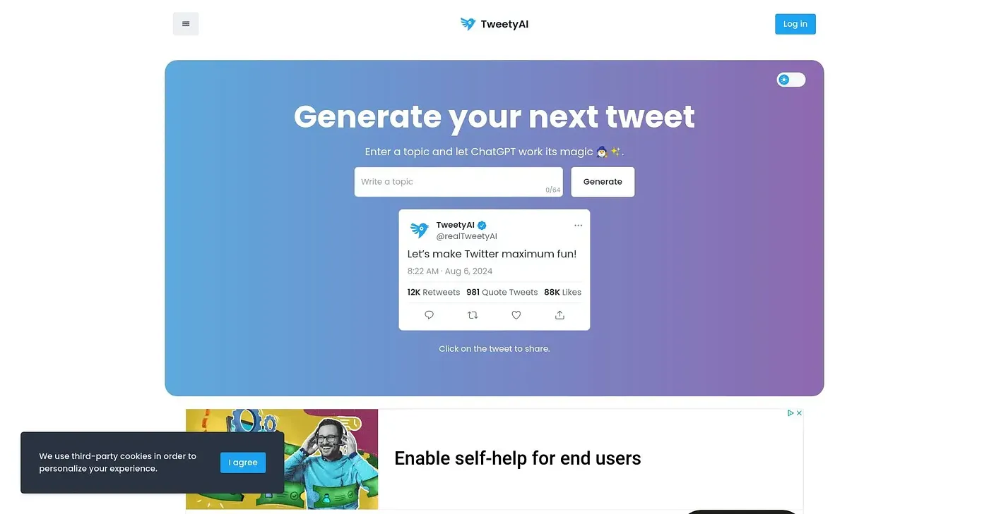 Screenshot of Tweety AI