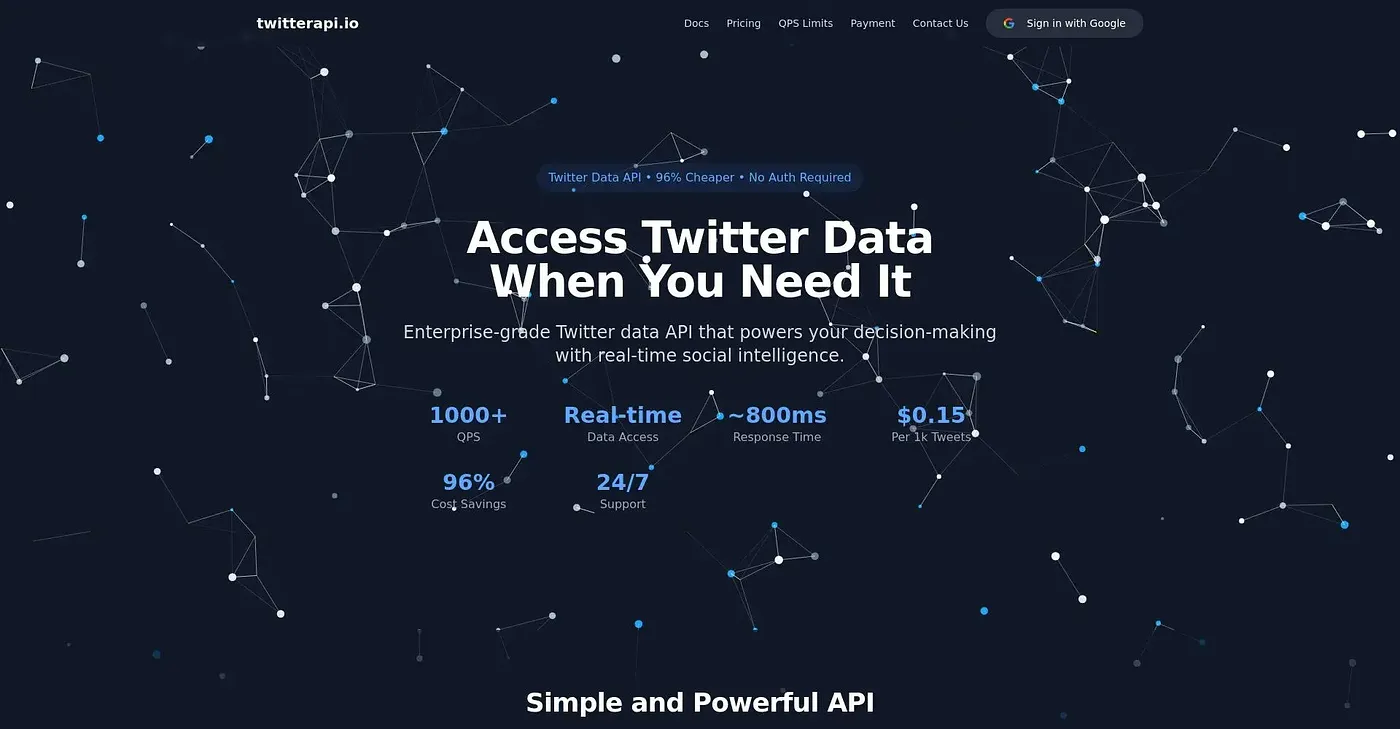 Screenshot of Twitter API