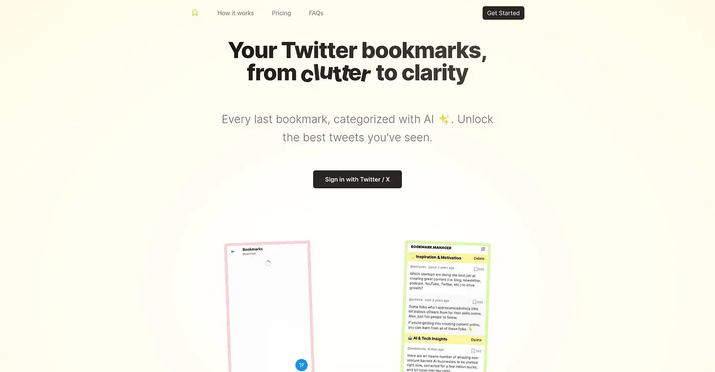 Screenshot of Twitter Bookmarks