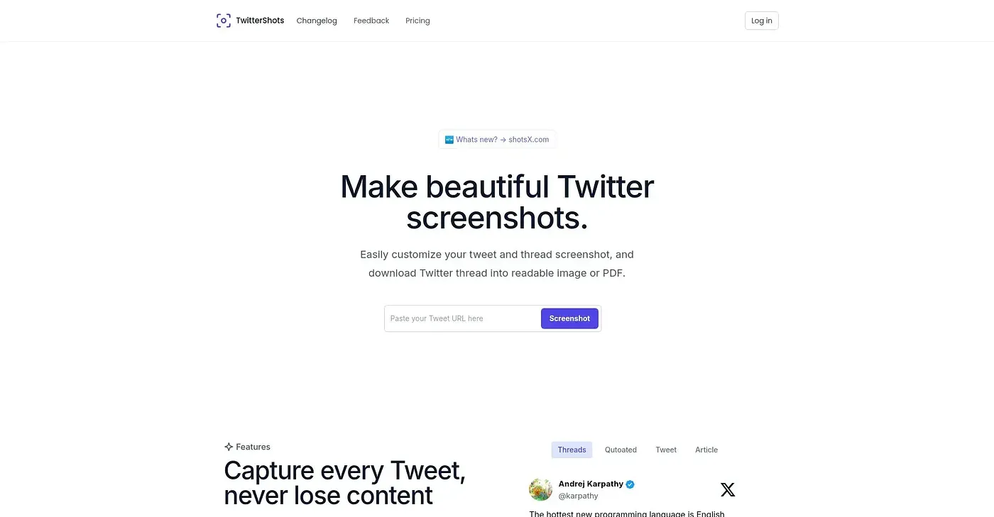 Screenshot of Twitter Shots
